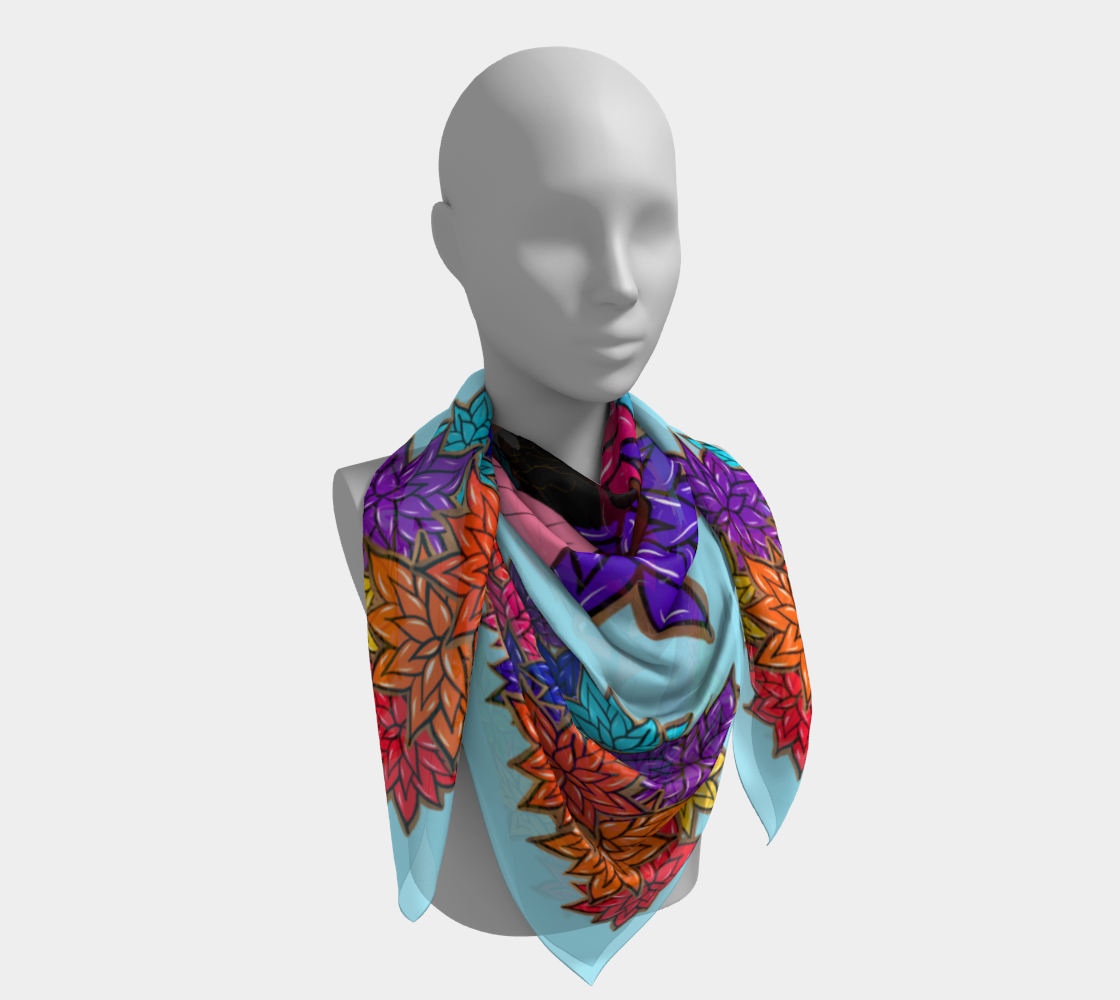 Beauty with Flowers - Square Scarf - lt. blue