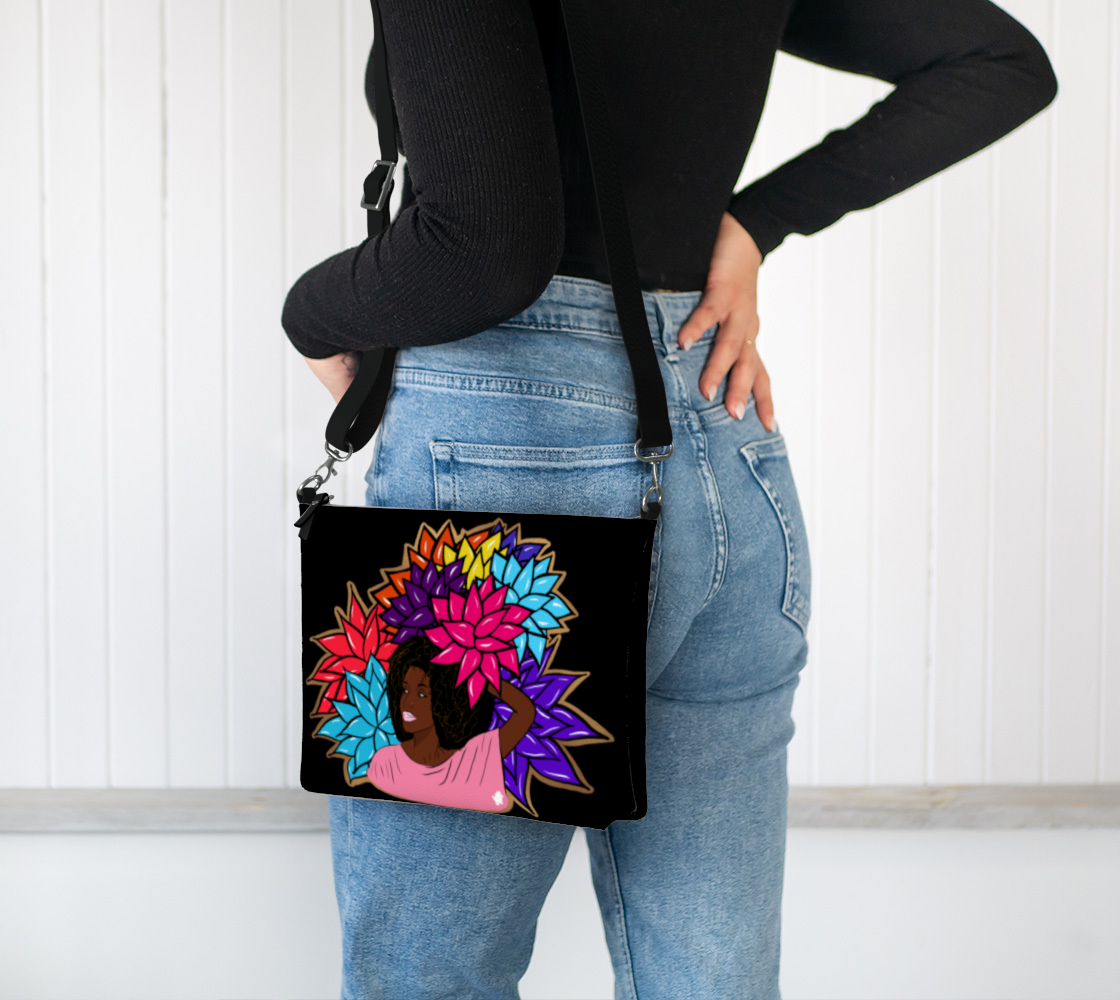 Beauty with Flowers - Vegan Leather Crossbody Purse