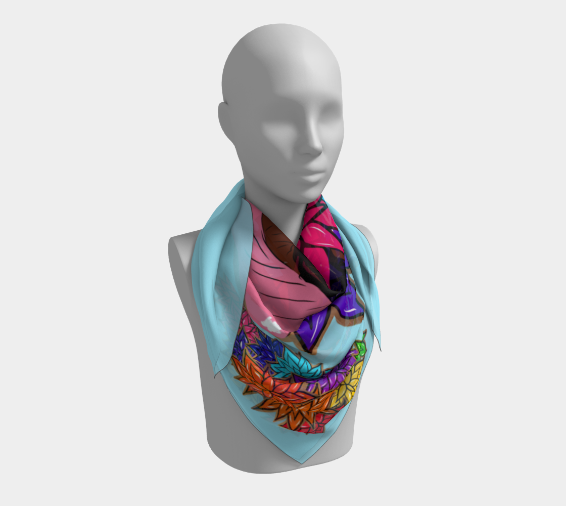 Beauty with Flowers - Square Scarf - lt. blue