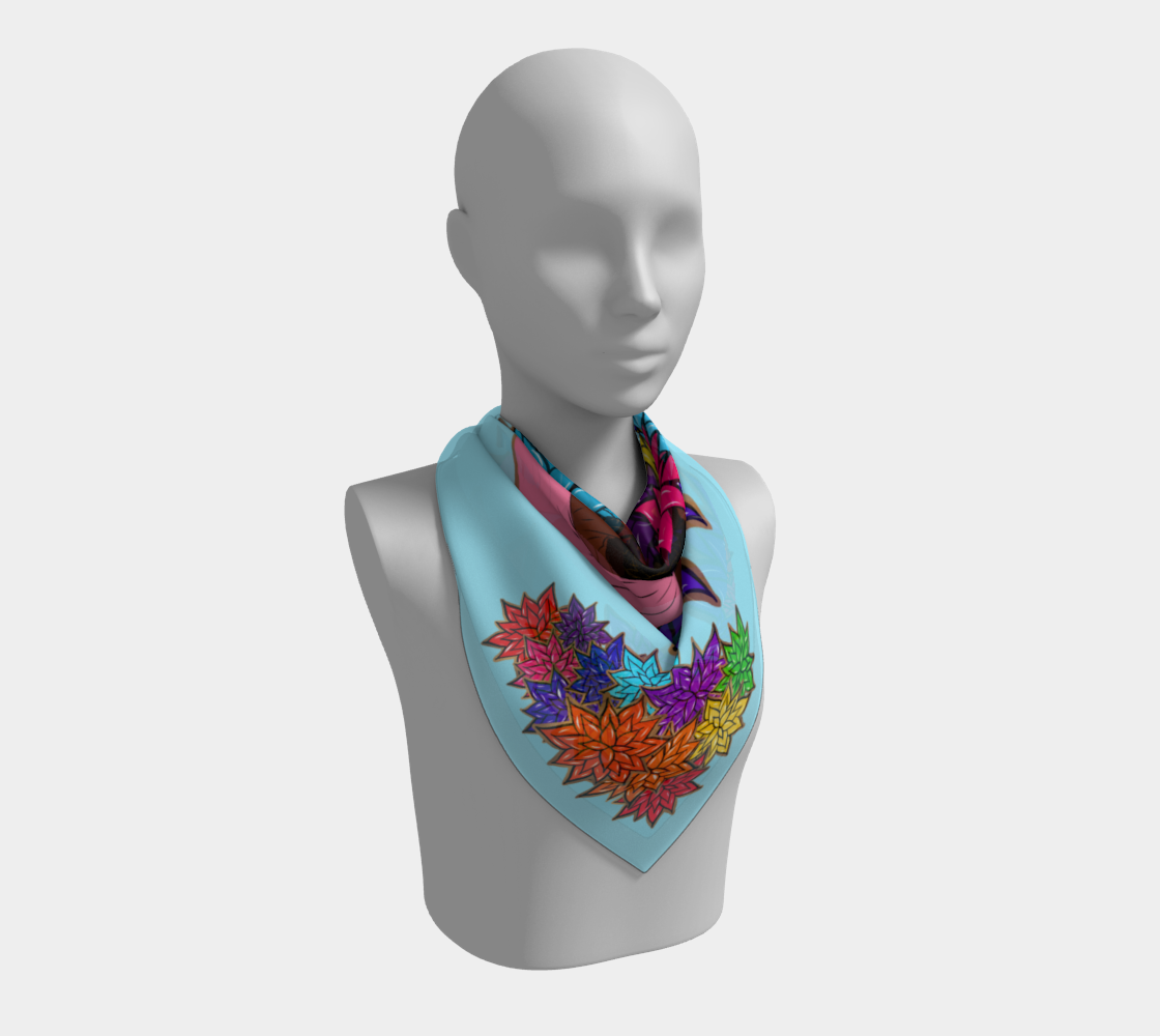 Beauty with Flowers - Square Scarf - lt. blue