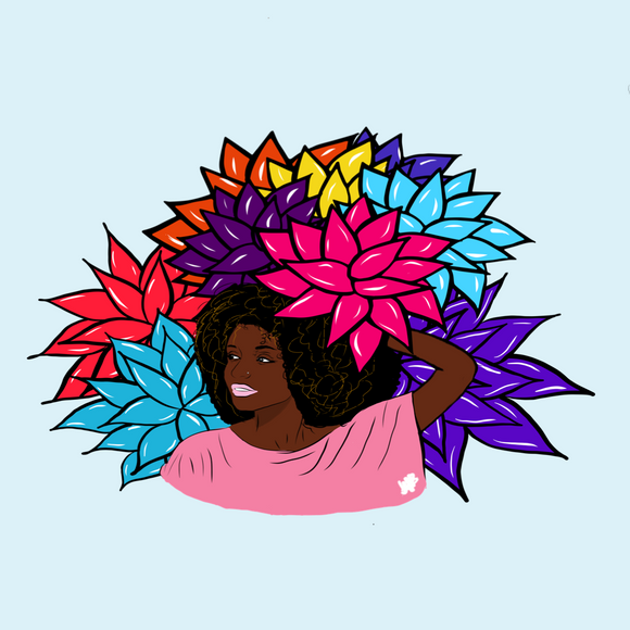 Beauty with Flowers - Throw Blanket (Lt. Blue)