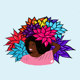Beauty with Flowers - Throw Blanket (Lt. Blue)