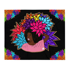 Beauty with Flowers - Throw Blanket
