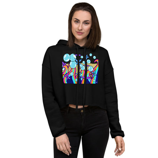 Bubble Rave - Crop Hoodie - black