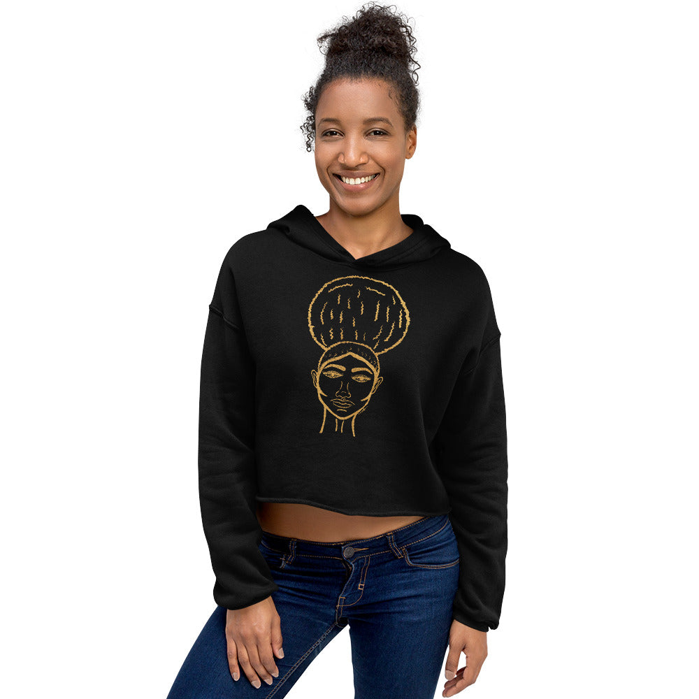 Afro Beauty Gold Line - Crop Hoodie